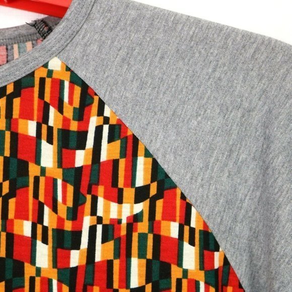 LuLaRoe Randy Baseball Shirt T-Shirt Gray Orange Green M Medium - Picture 9 of 11